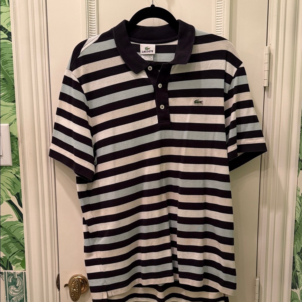 Lacoste Men's Polo Shirt - Black and White Stripes